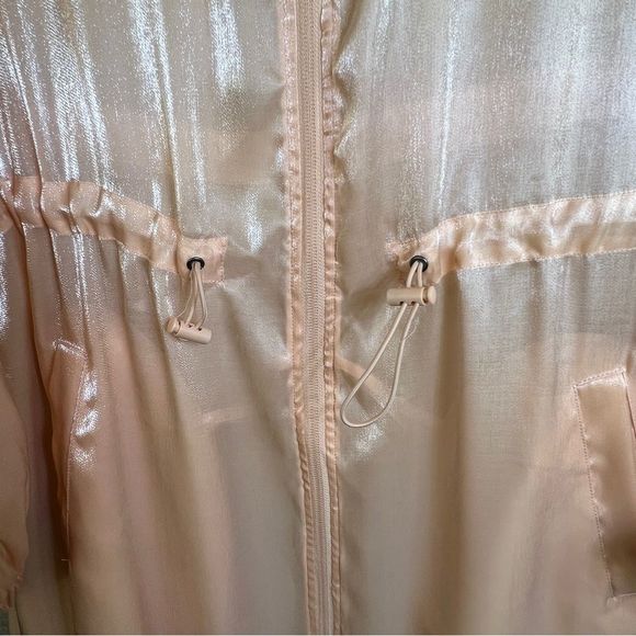 Future Collective Peach Color Organza Hooded Jacket w/Zippered Front & Pockets - Picture 4 of 15